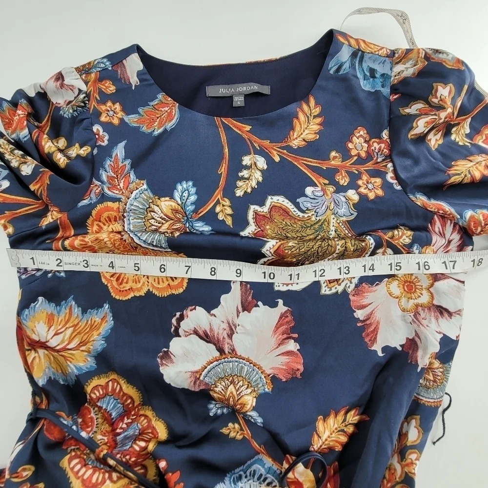JULIA Jordan Floral Print Tie Waist Tiered Midi Dress size 6 - Picture 9 of 11